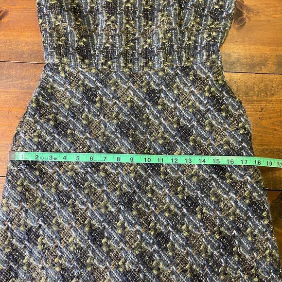Ann Mashburn Blue Green Tweed Wool Sleeveless Sheath Trumpet Midi Dress Small - Picture 13 of 13
